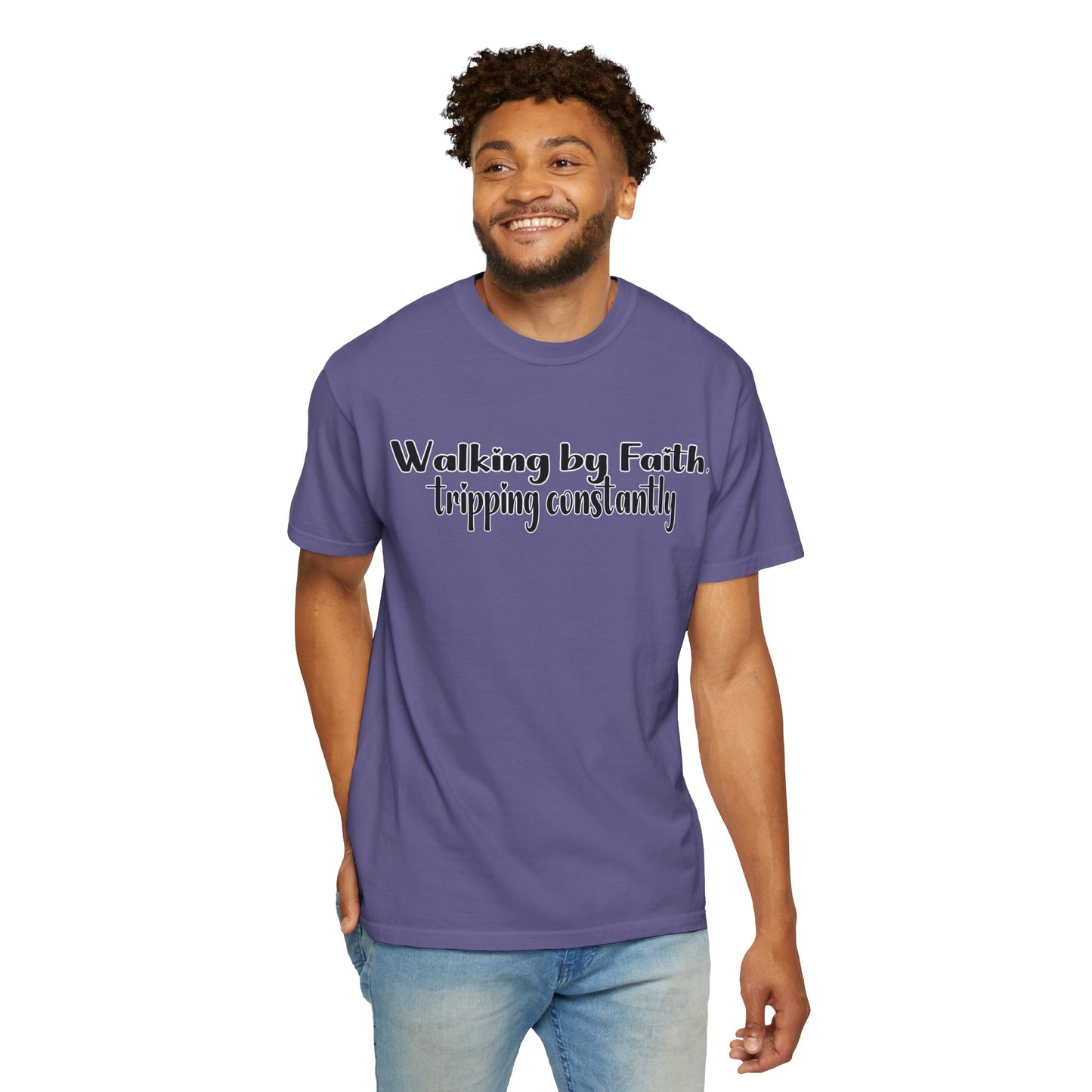 Walking by Faith (Tripping Constantly) – Funny Christian T-Shirt