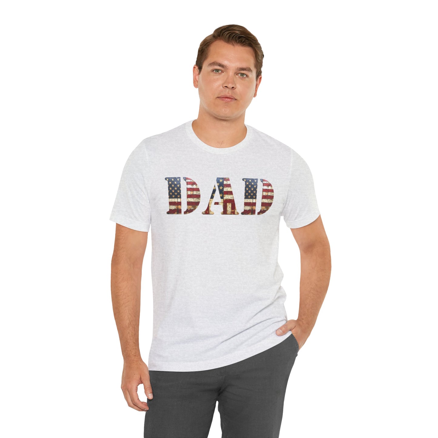 T-Shirt DAD Shirt Rustic American Flag | Patriotic Father’s Day Tee | USA Flag Wood Texture Graphic | 4th of July Gift for Dad