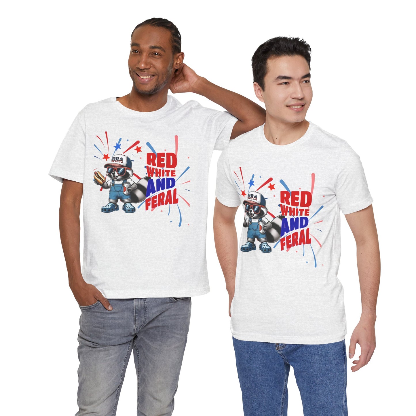 Red, White, and Feral – Funny Patriotic Raccoon T-Shirt