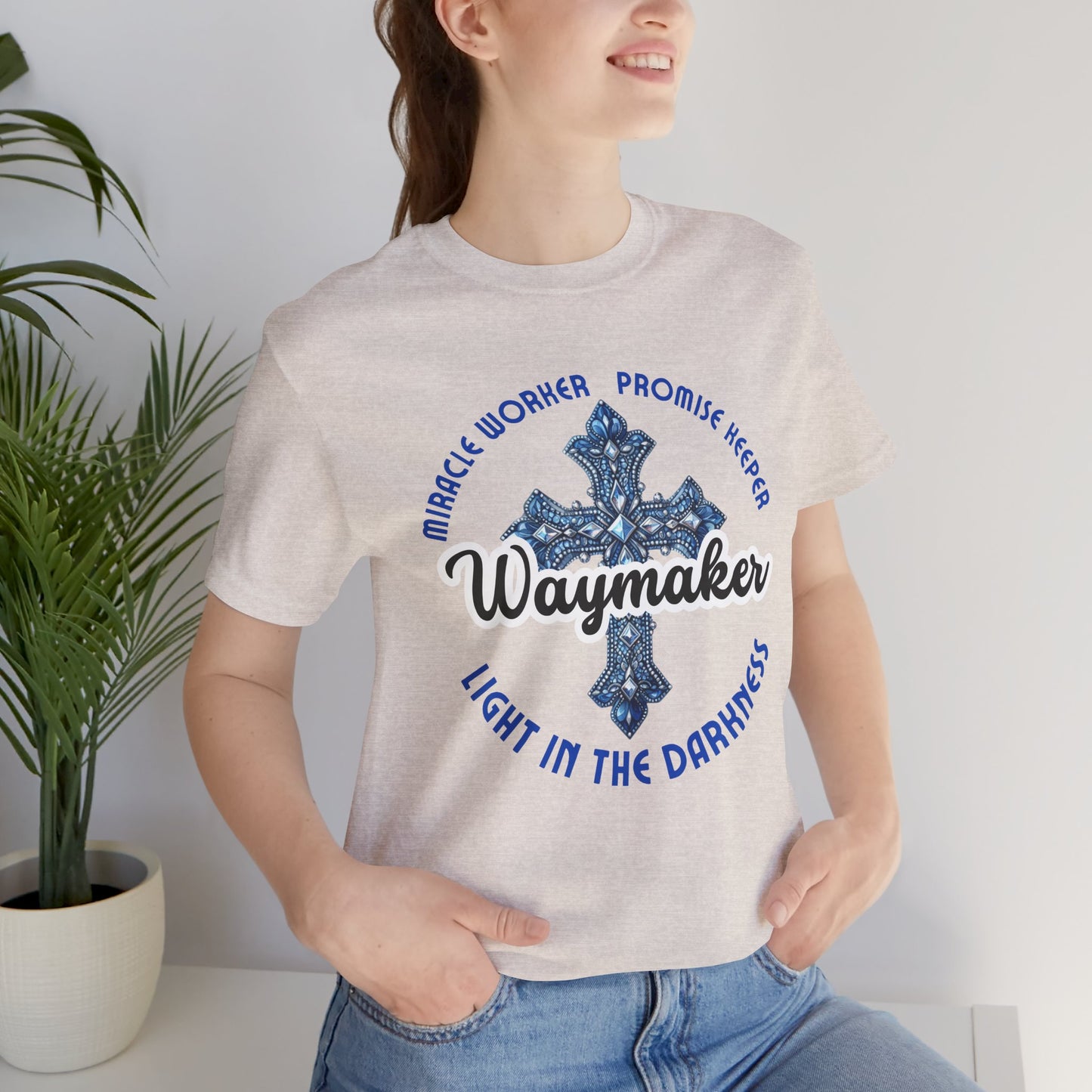 Waymaker – Christian Worship T-Shirt with Jeweled Cross