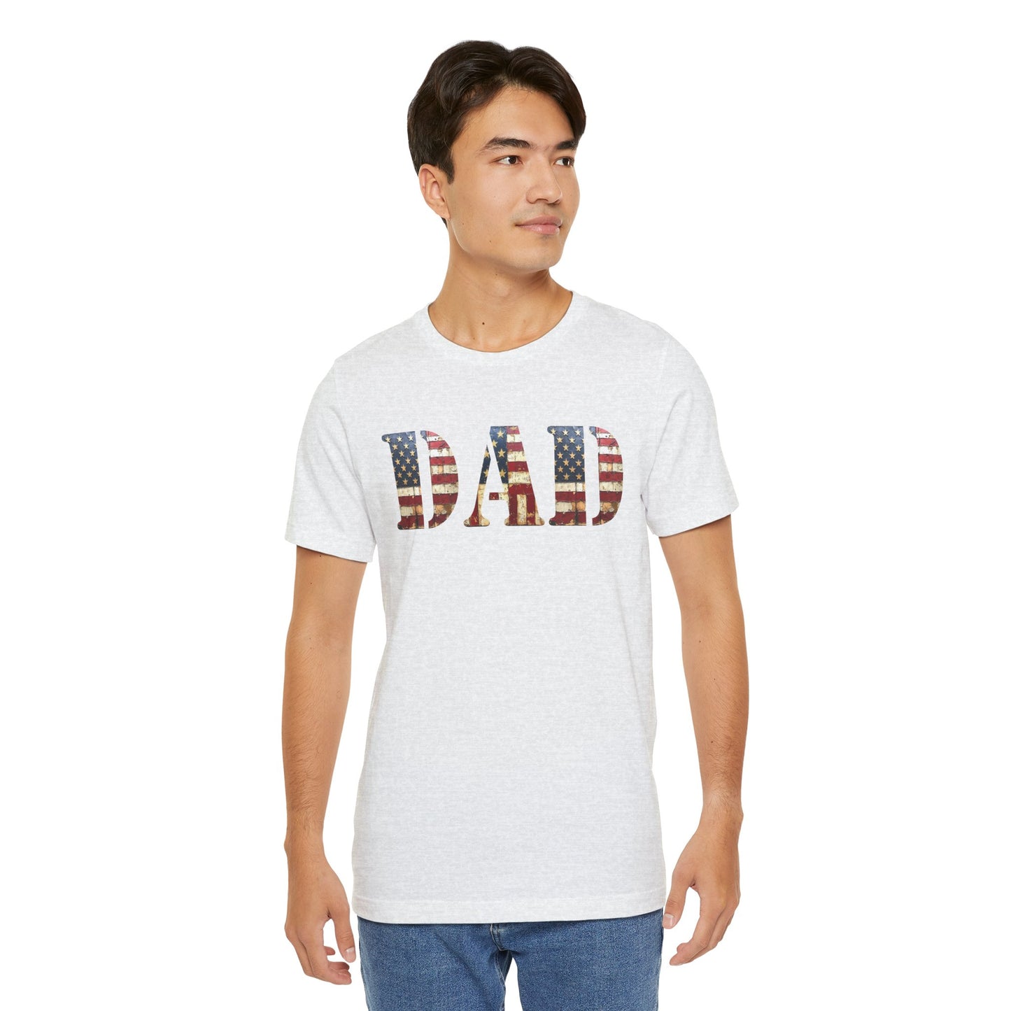 T-Shirt DAD Shirt Rustic American Flag | Patriotic Father’s Day Tee | USA Flag Wood Texture Graphic | 4th of July Gift for Dad
