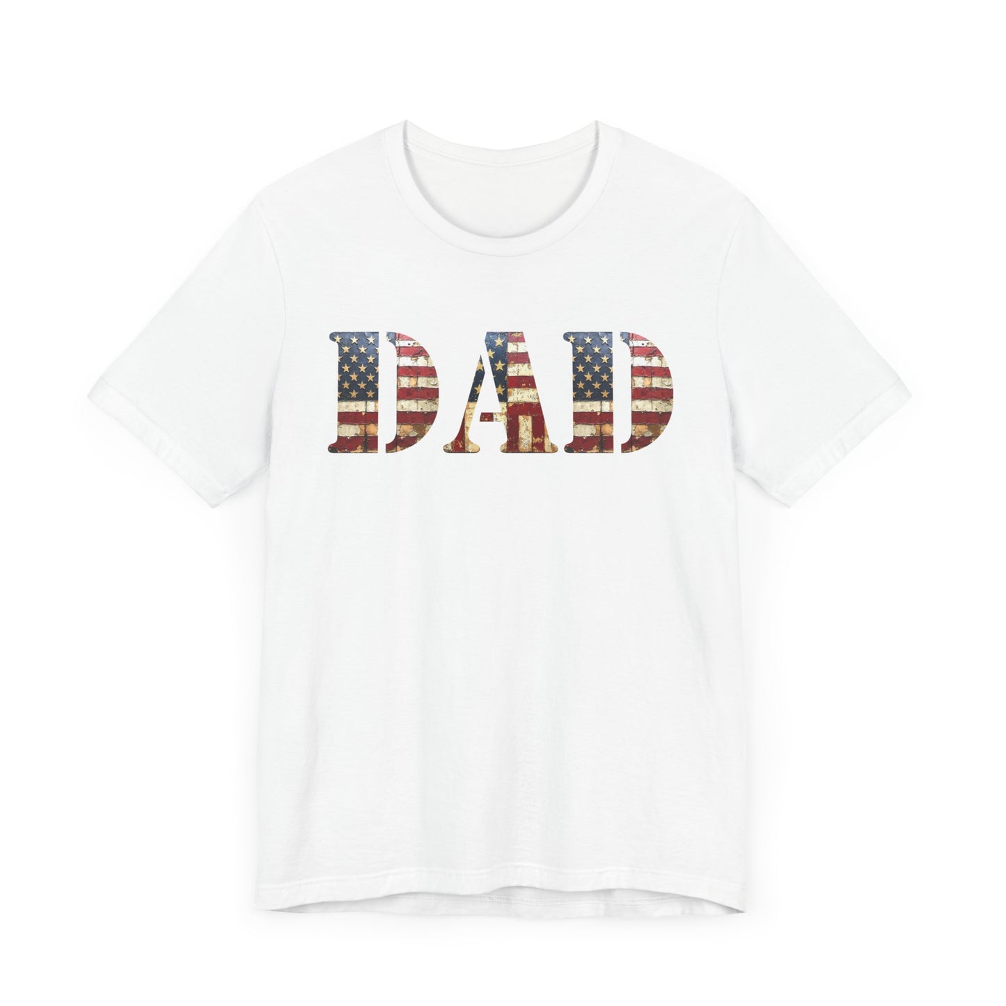 T-Shirt DAD Shirt Rustic American Flag | Patriotic Father’s Day Tee | USA Flag Wood Texture Graphic | 4th of July Gift for Dad