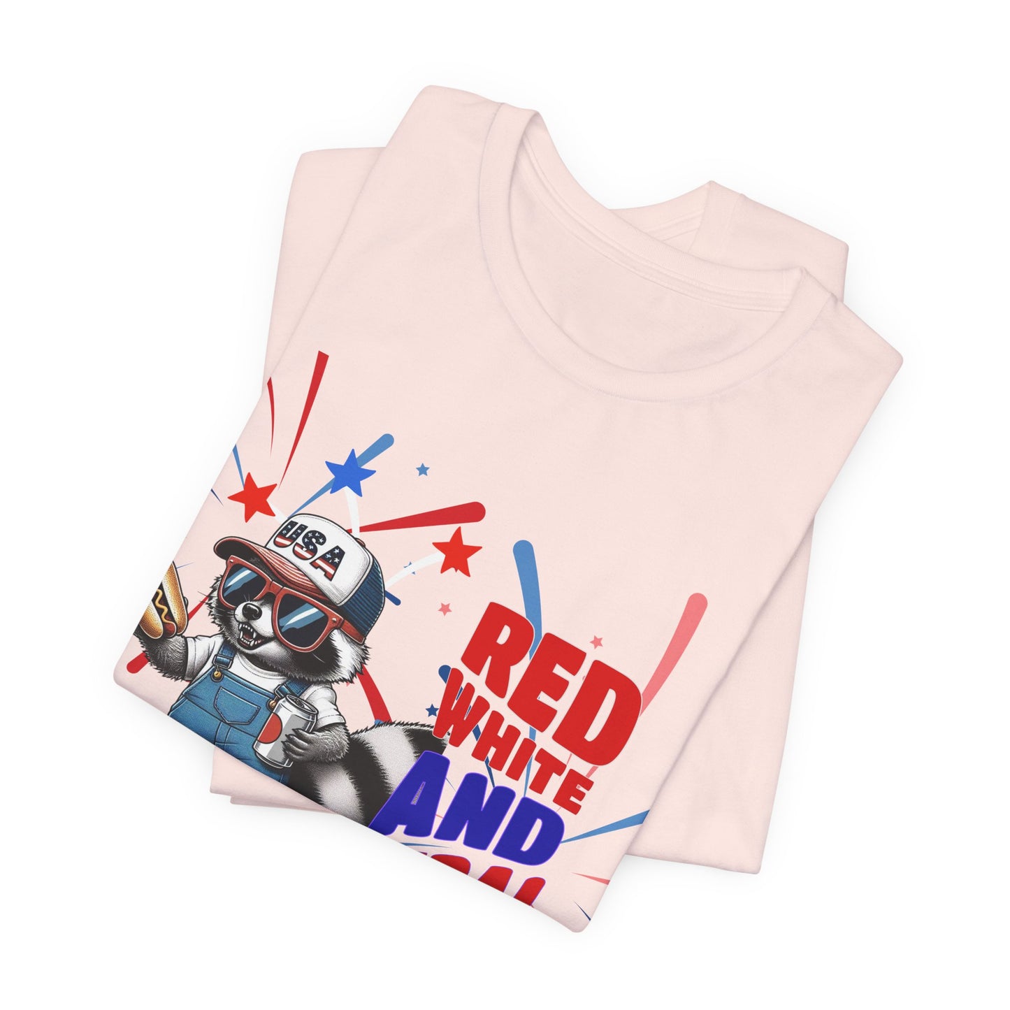 Red, White, and Feral – Funny Patriotic Raccoon T-Shirt
