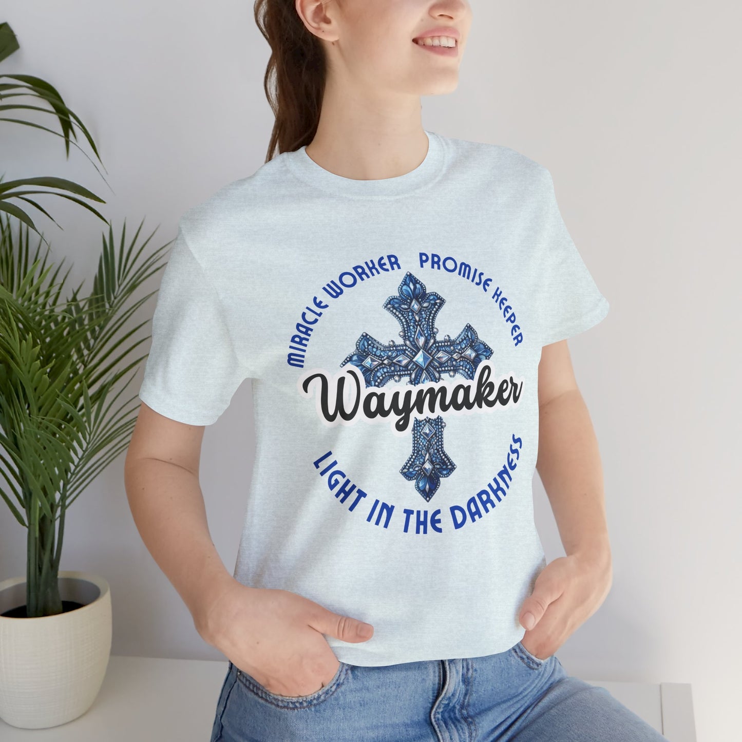 Waymaker – Christian Worship T-Shirt with Jeweled Cross