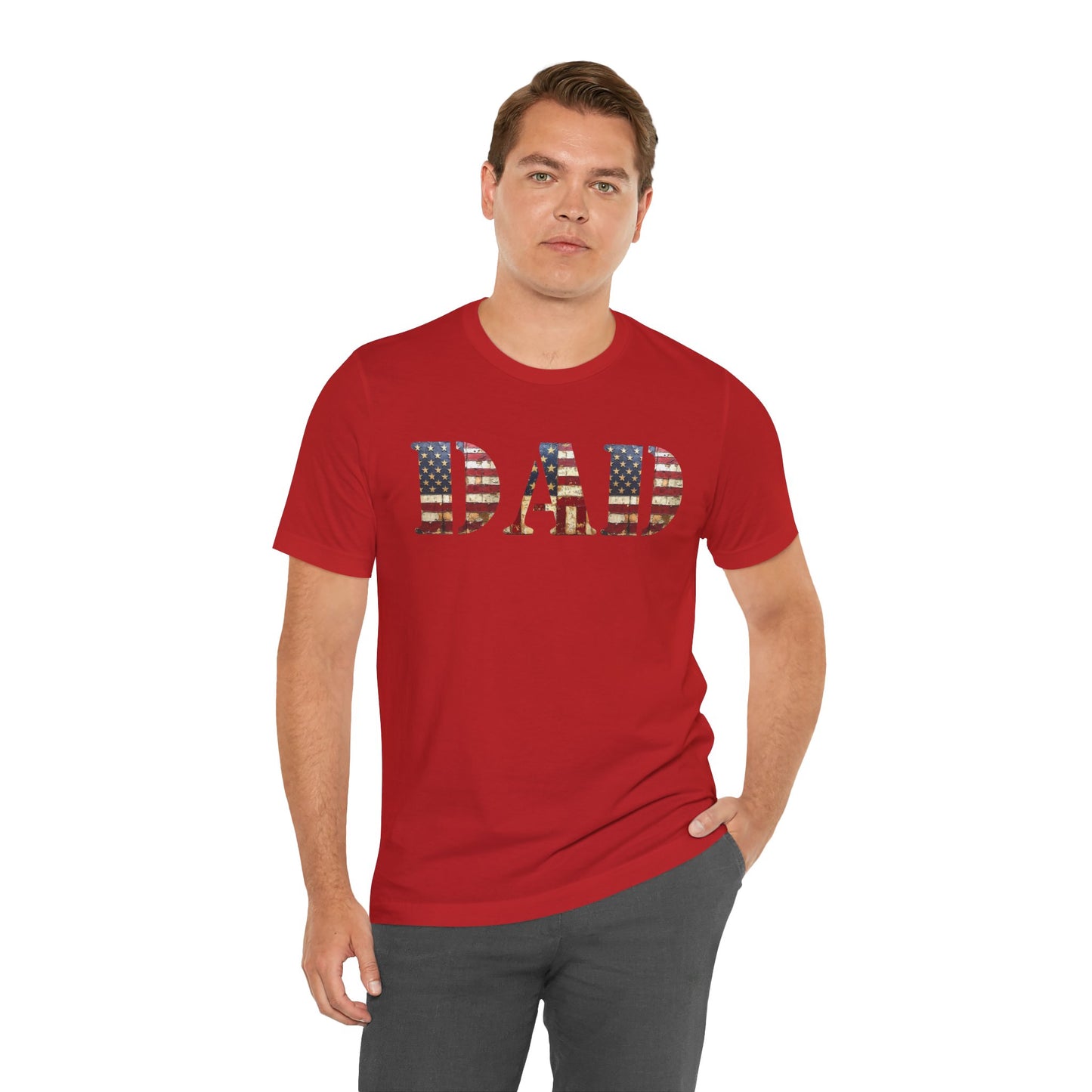 T-Shirt DAD Shirt Rustic American Flag | Patriotic Father’s Day Tee | USA Flag Wood Texture Graphic | 4th of July Gift for Dad