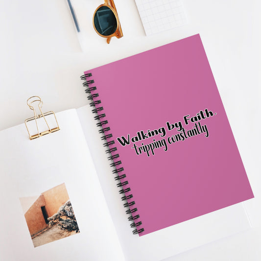 Walking by Faith Tripping Constantly Notebook | Funny Christian Journal | Grace Over Perfection Prayer Journal | Faith Gift for Women