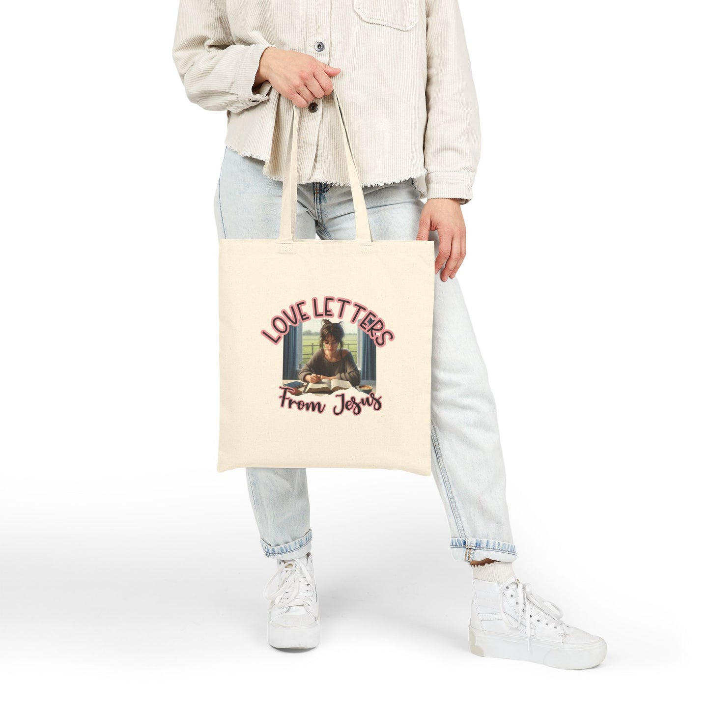Love Letters from Jesus Tote Bag – Inspirational Cotton Canvas Carryall for Everyday Use, Church, Gifts, Shopping, Eco-Friendly